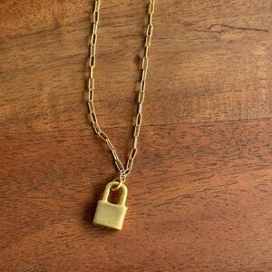Electric Picks Gold Lock Pendant Necklace